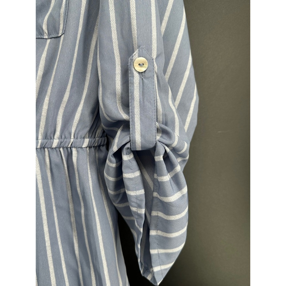 Indulge In Style Blue White Striped Roll Tab Sleeve Mini‎ Dress XL NWT - Picture 3 of 6